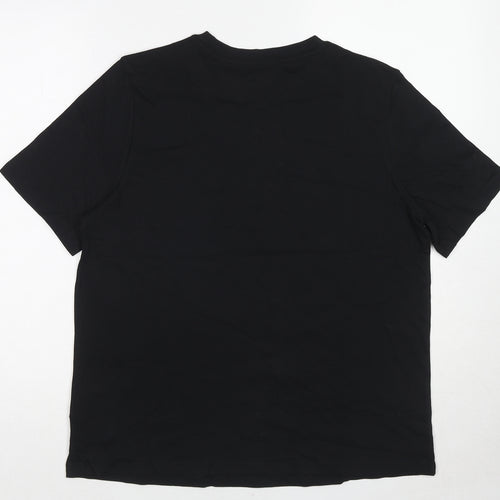 Marks and Spencer Womens Black Cotton Basic T-Shirt Size 14 Round Neck