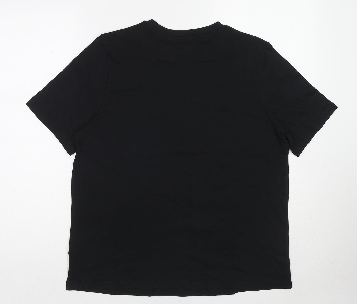 Marks and Spencer Womens Black Cotton Basic T-Shirt Size 14 Round Neck