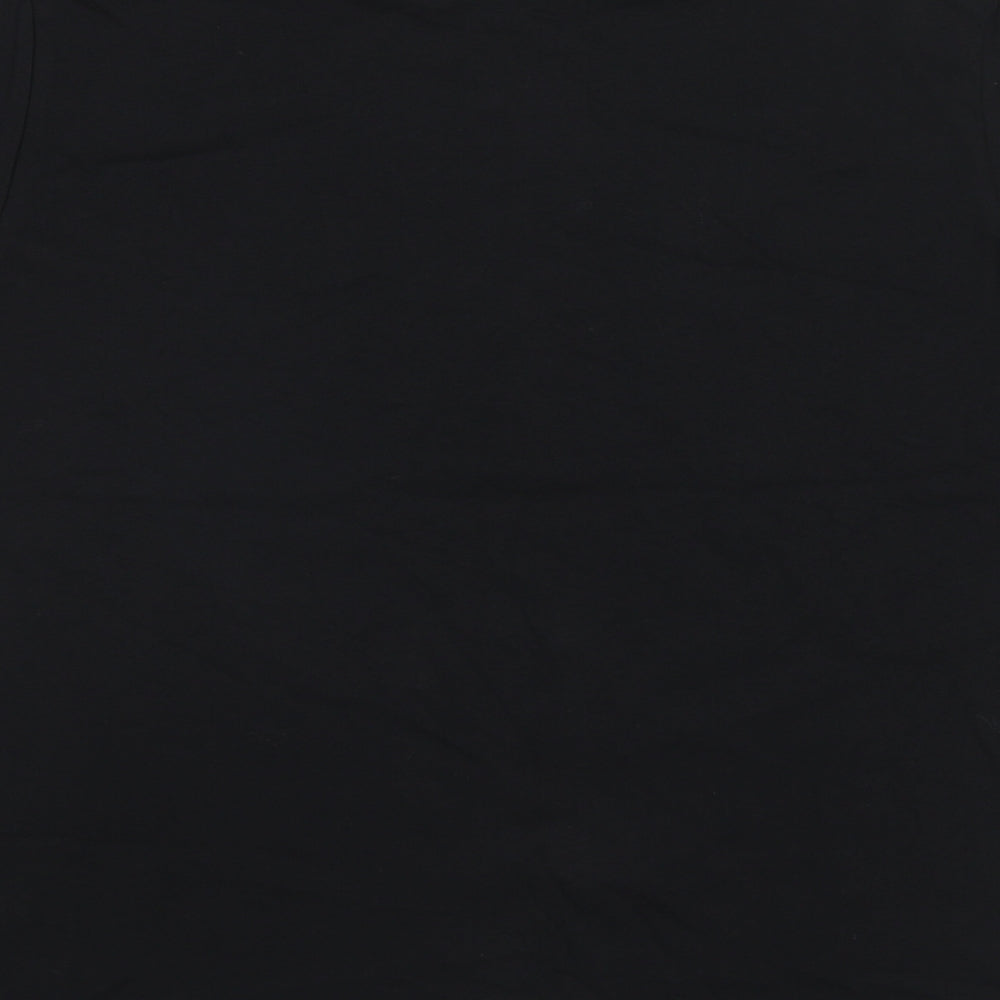 Marks and Spencer Womens Black Cotton Basic T-Shirt Size 14 Round Neck