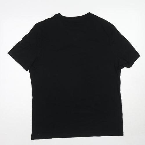 Marks and Spencer Mens Black Cotton T-Shirt Size L V-Neck