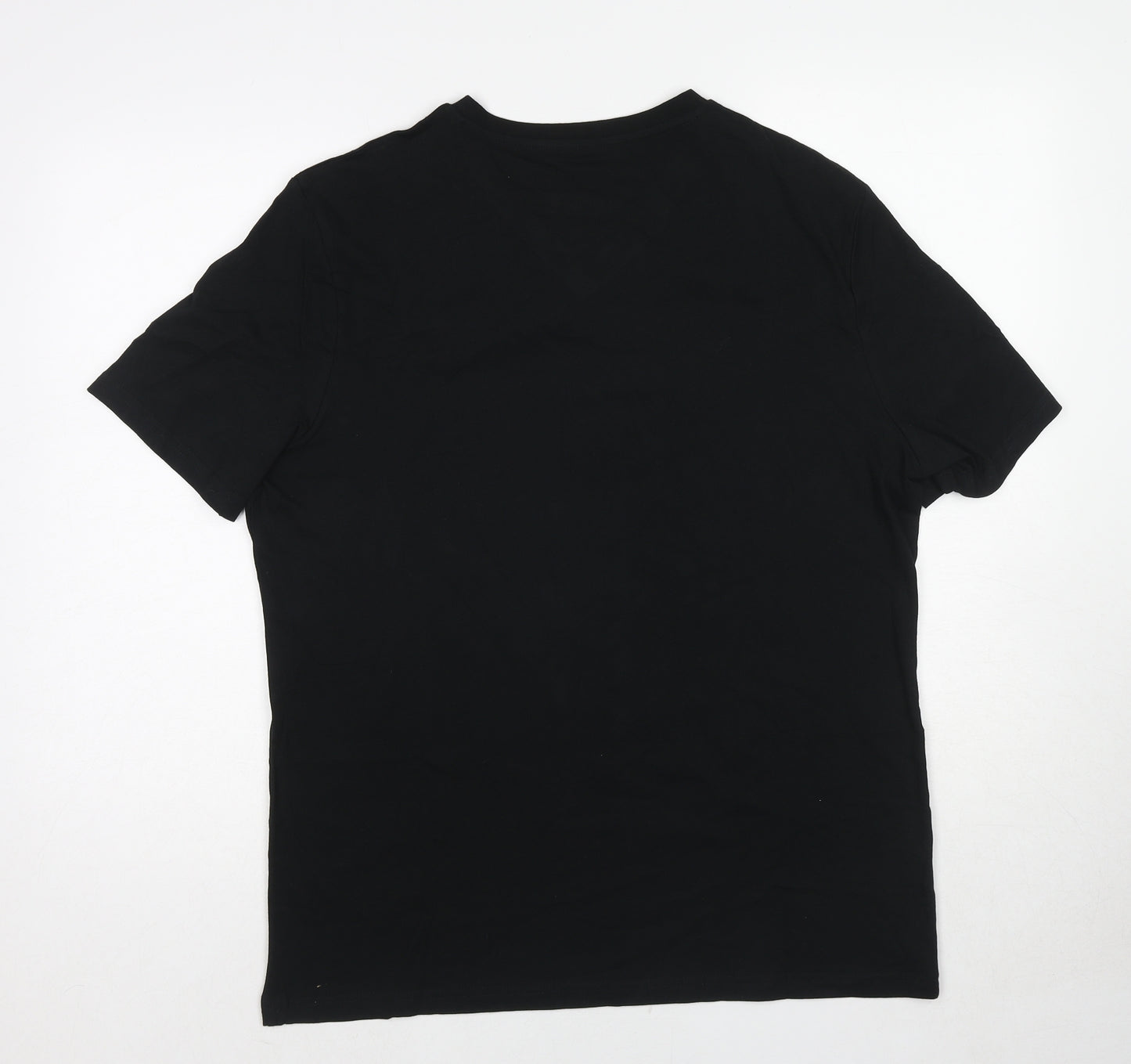 Marks and Spencer Mens Black Cotton T-Shirt Size L V-Neck