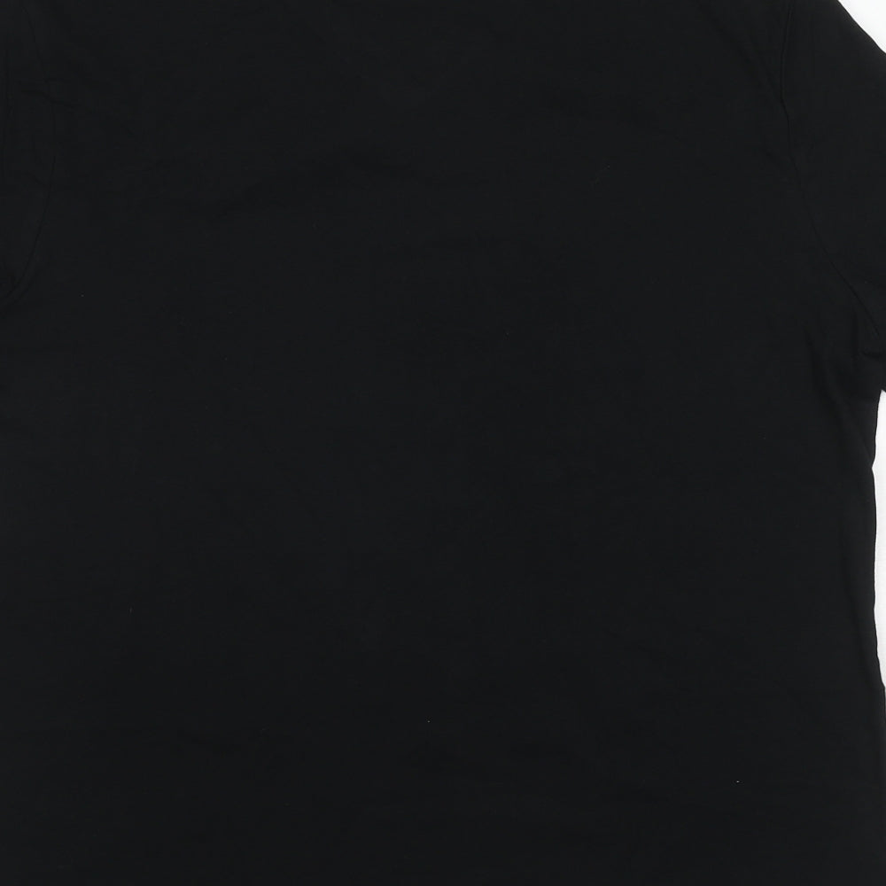 Marks and Spencer Mens Black Cotton T-Shirt Size L V-Neck