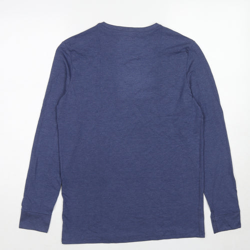 Marks and Spencer Womens Blue Acrylic Basic T-Shirt Size L Round Neck
