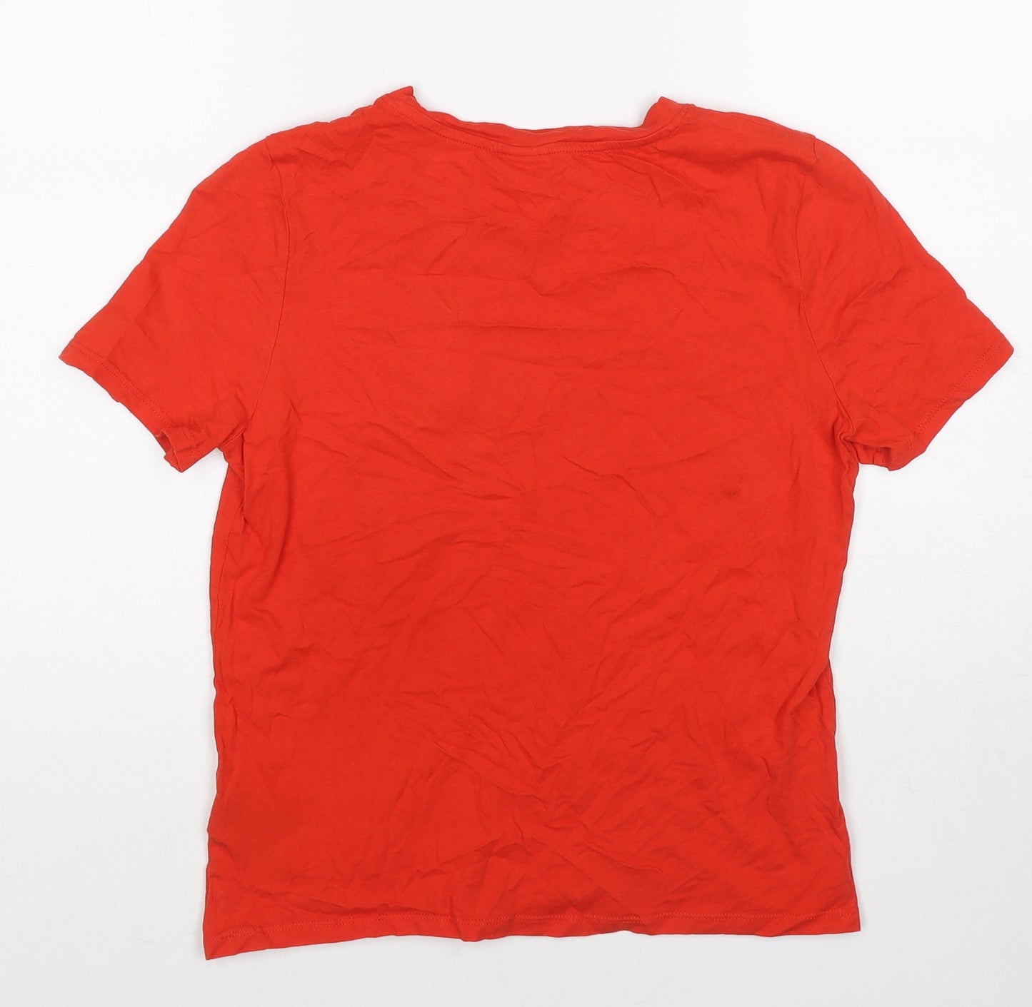 H&M Womens Red Cotton Basic T-Shirt Size S Round Neck - Sunshine Days
