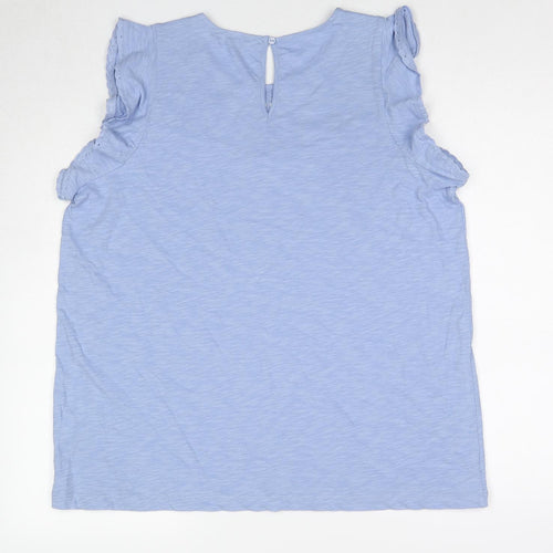 Marks and Spencer Womens Blue Cotton Basic Tank Size 18 Round Neck