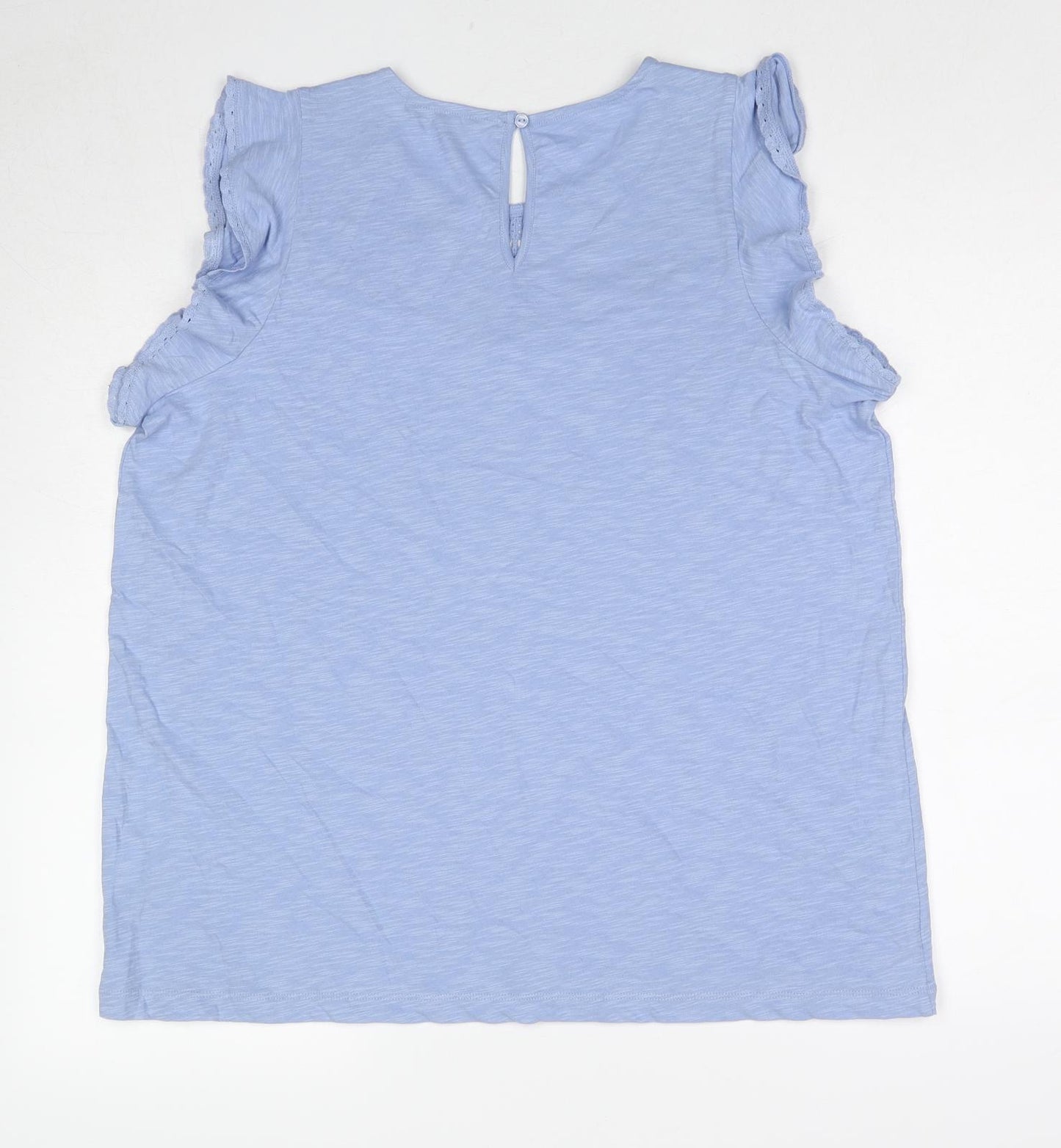 Marks and Spencer Womens Blue Cotton Basic Tank Size 18 Round Neck