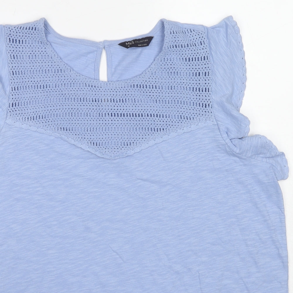 Marks and Spencer Womens Blue Cotton Basic Tank Size 18 Round Neck