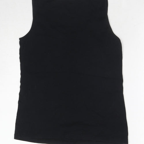 Marks and Spencer Womens Black Cotton Basic Tank Size 16 Scoop Neck