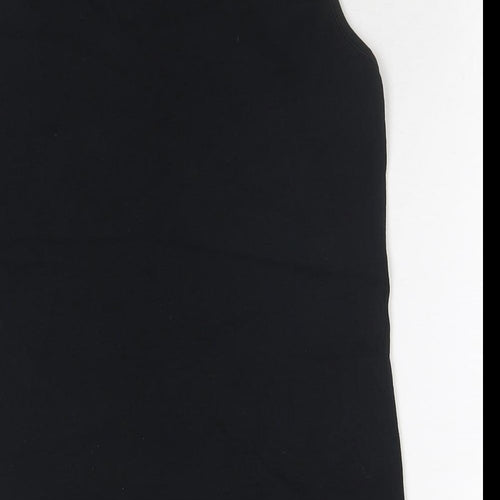 Marks and Spencer Womens Black Cotton Basic Tank Size 16 Scoop Neck
