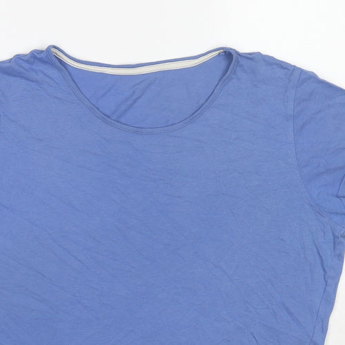 Marks and Spencer Womens Blue Cotton Basic T-Shirt Size 12 Round Neck - Size 12-14