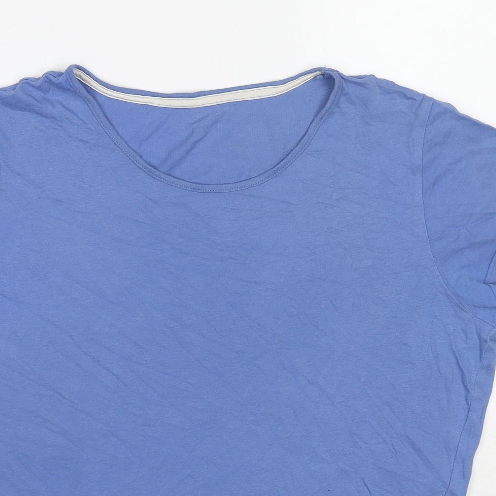 Marks and Spencer Womens Blue Cotton Basic T-Shirt Size 12 Round Neck - Size 12-14
