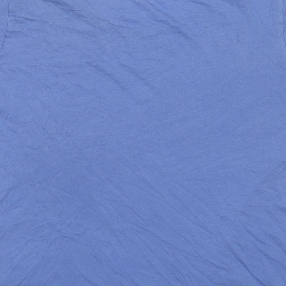 Marks and Spencer Womens Blue Cotton Basic T-Shirt Size 12 Round Neck - Size 12-14