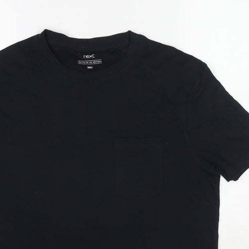 NEXT Mens Black Cotton T-Shirt Size S Round Neck