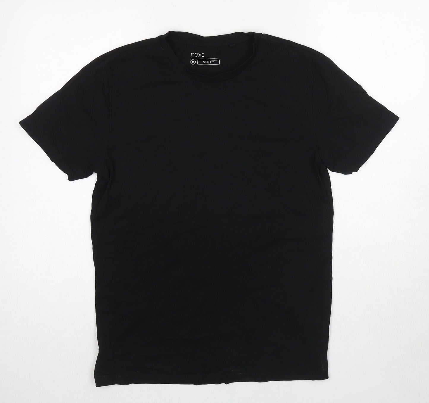 NEXT Mens Black Cotton T-Shirt Size M Round Neck
