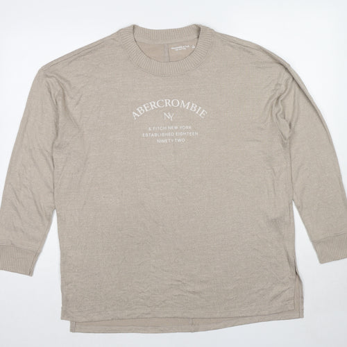 Abercrombie & Fitch Womens Beige Round Neck Viscose Pullover Jumper Size L