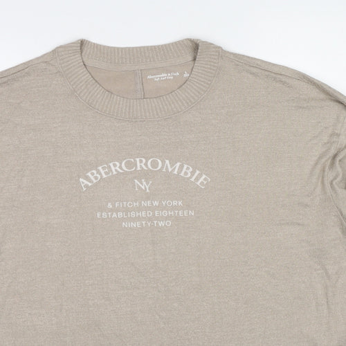 Abercrombie & Fitch Womens Beige Round Neck Viscose Pullover Jumper Size L