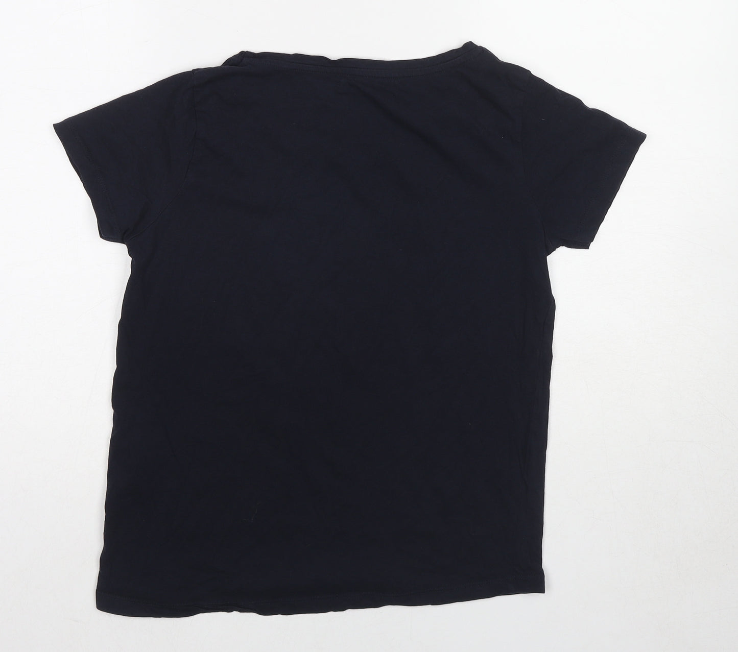 Sfera Womens Blue Cotton Basic T-Shirt Size S Round Neck - Love