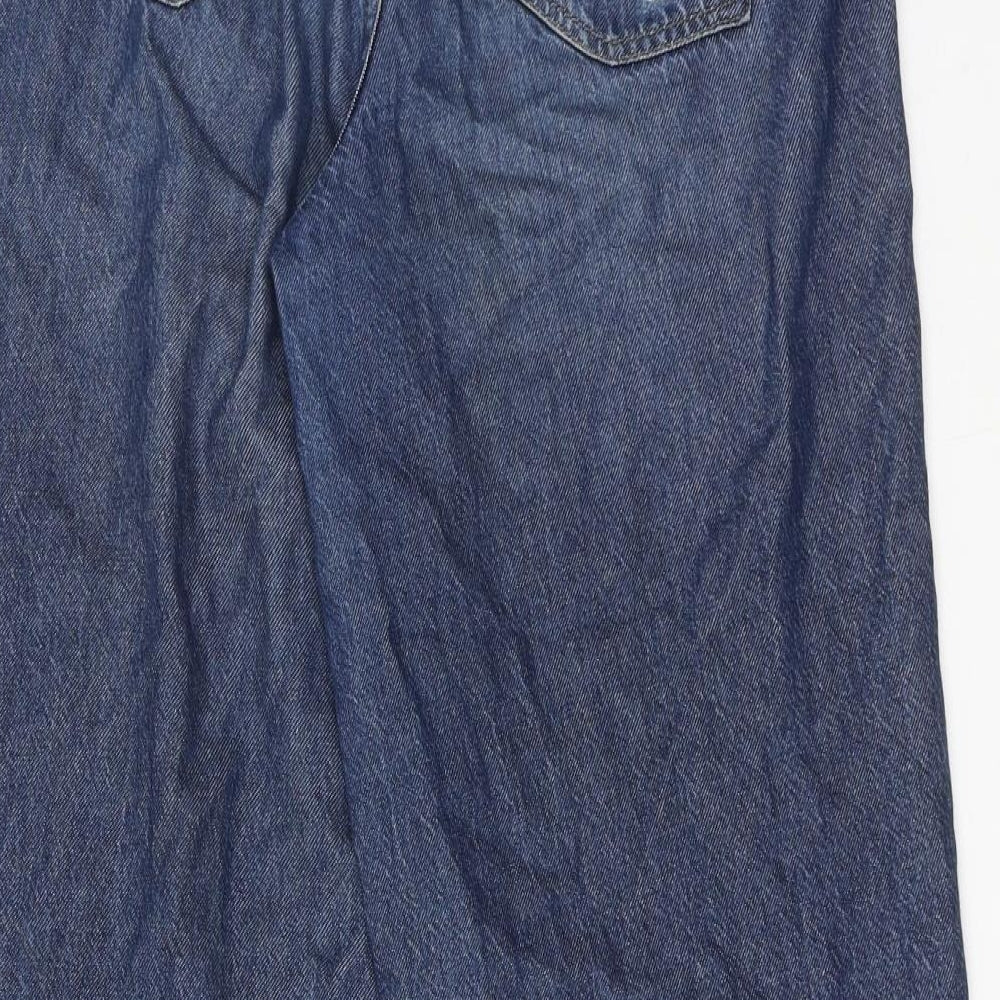 NEXT Womens Blue Cotton Wide-Leg Jeans Size 12 Regular Zip - Mid rise