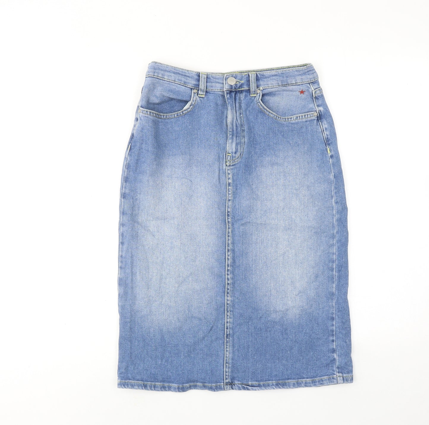 Khost Womens Blue Cotton A-Line Skirt Size 10 Zip