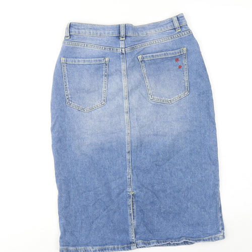 Khost Womens Blue Cotton A-Line Skirt Size 10 Zip