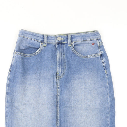 Khost Womens Blue Cotton A-Line Skirt Size 10 Zip
