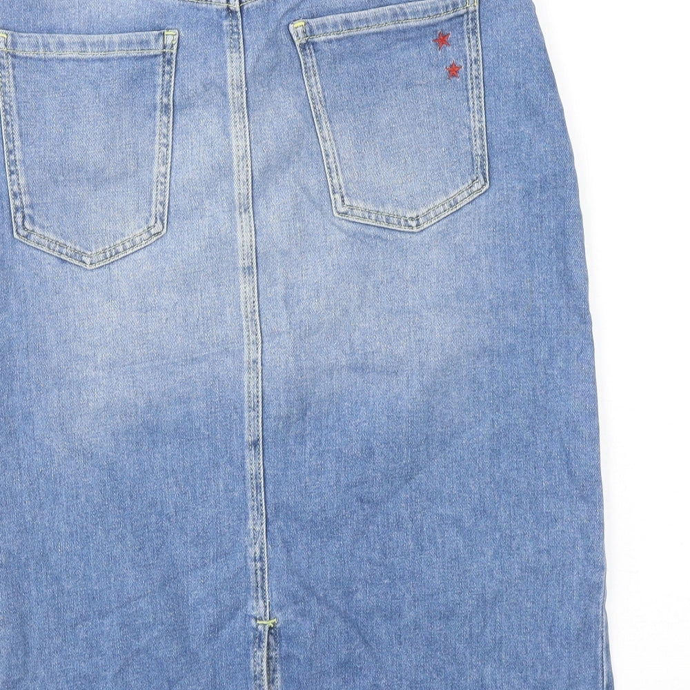 Khost Womens Blue Cotton A-Line Skirt Size 10 Zip