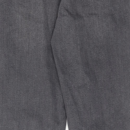 Marks and Spencer Womens Grey Cotton Straight Jeans Size 16 Slim Zip