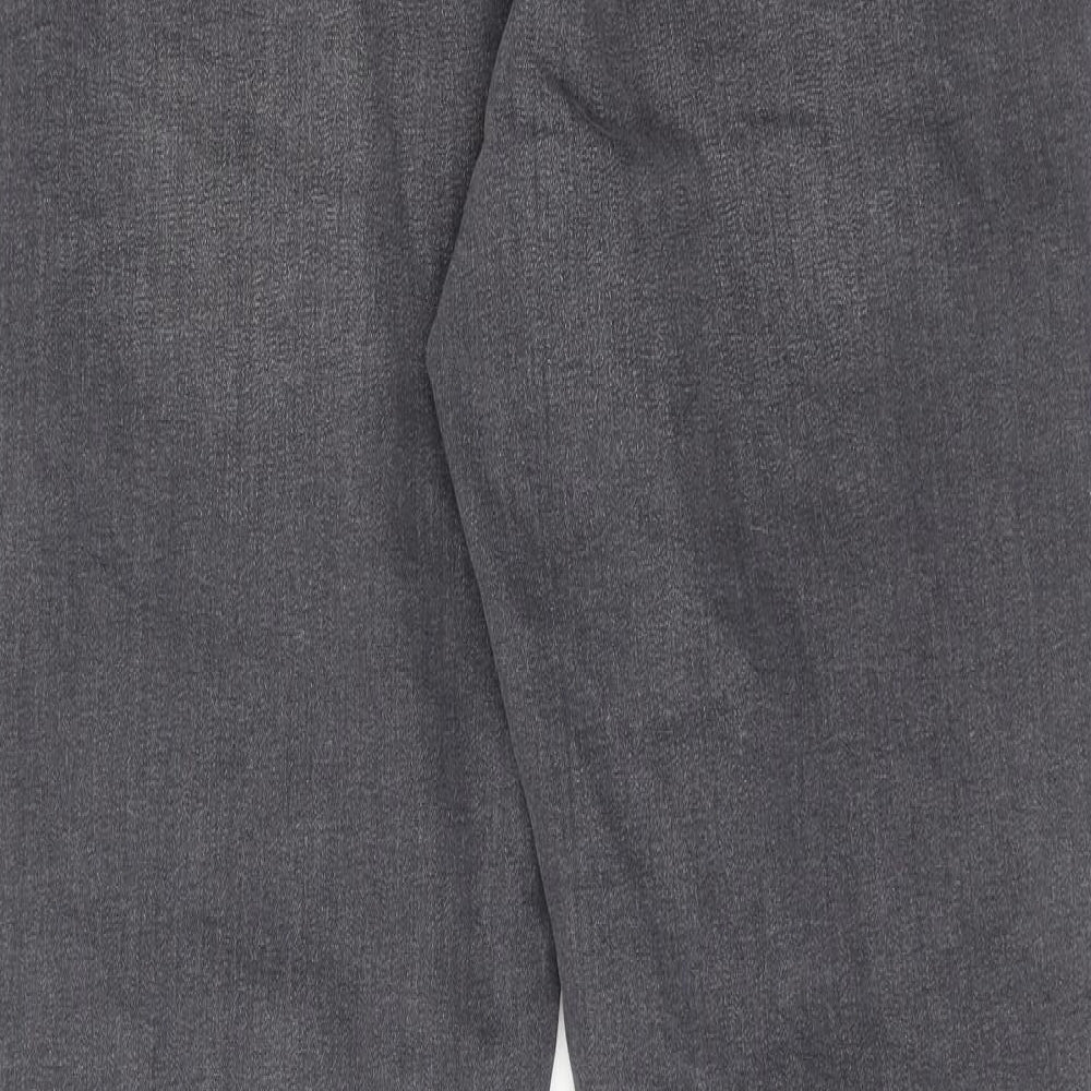 Marks and Spencer Womens Grey Cotton Straight Jeans Size 16 Slim Zip