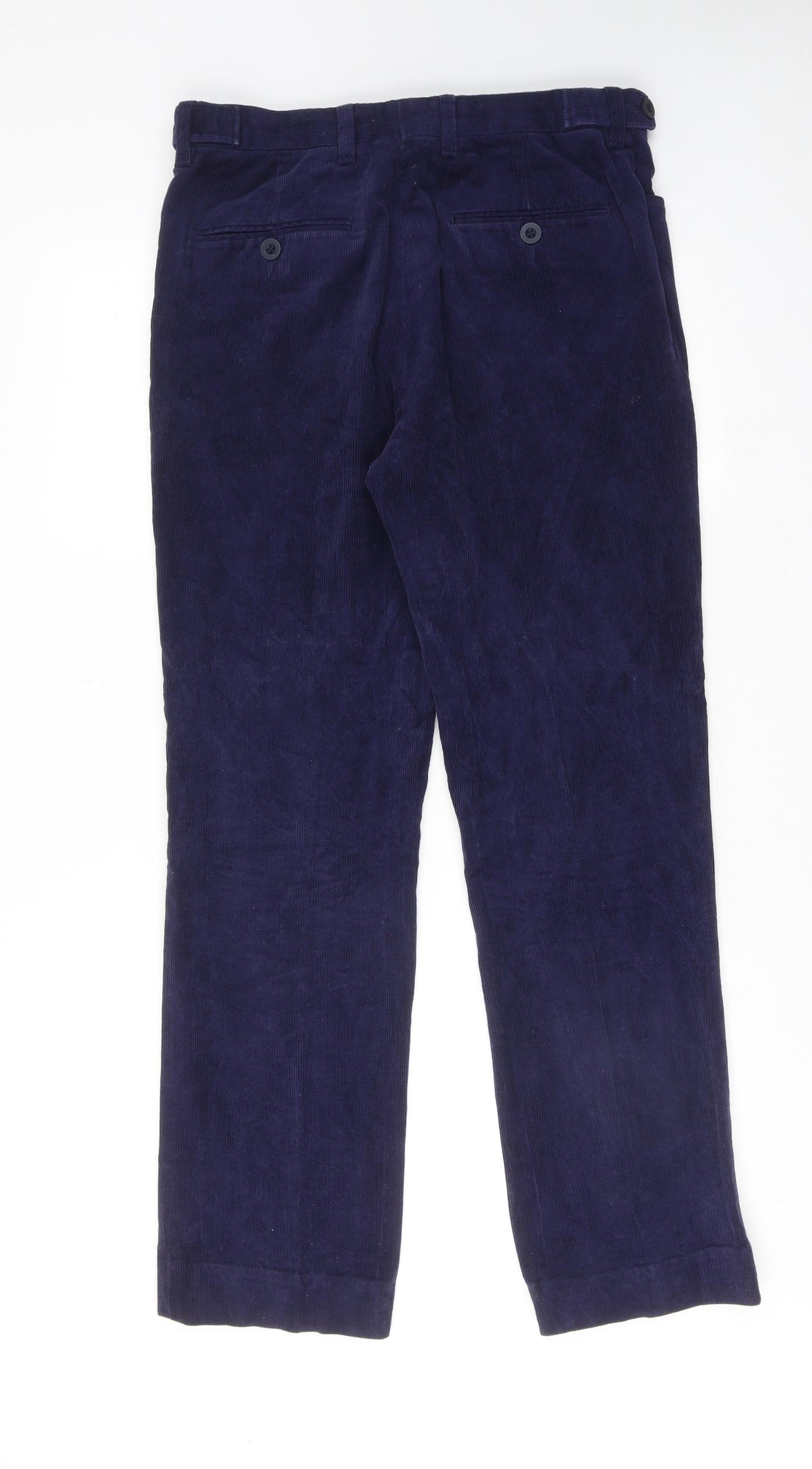 Crombie Mens Blue Cotton Trousers Size 32 in Regular Zip