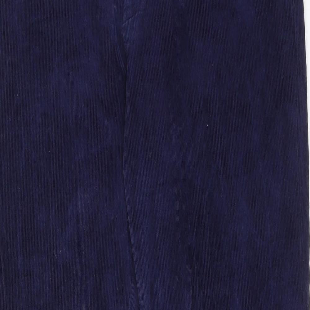 Crombie Mens Blue Cotton Trousers Size 32 in Regular Zip