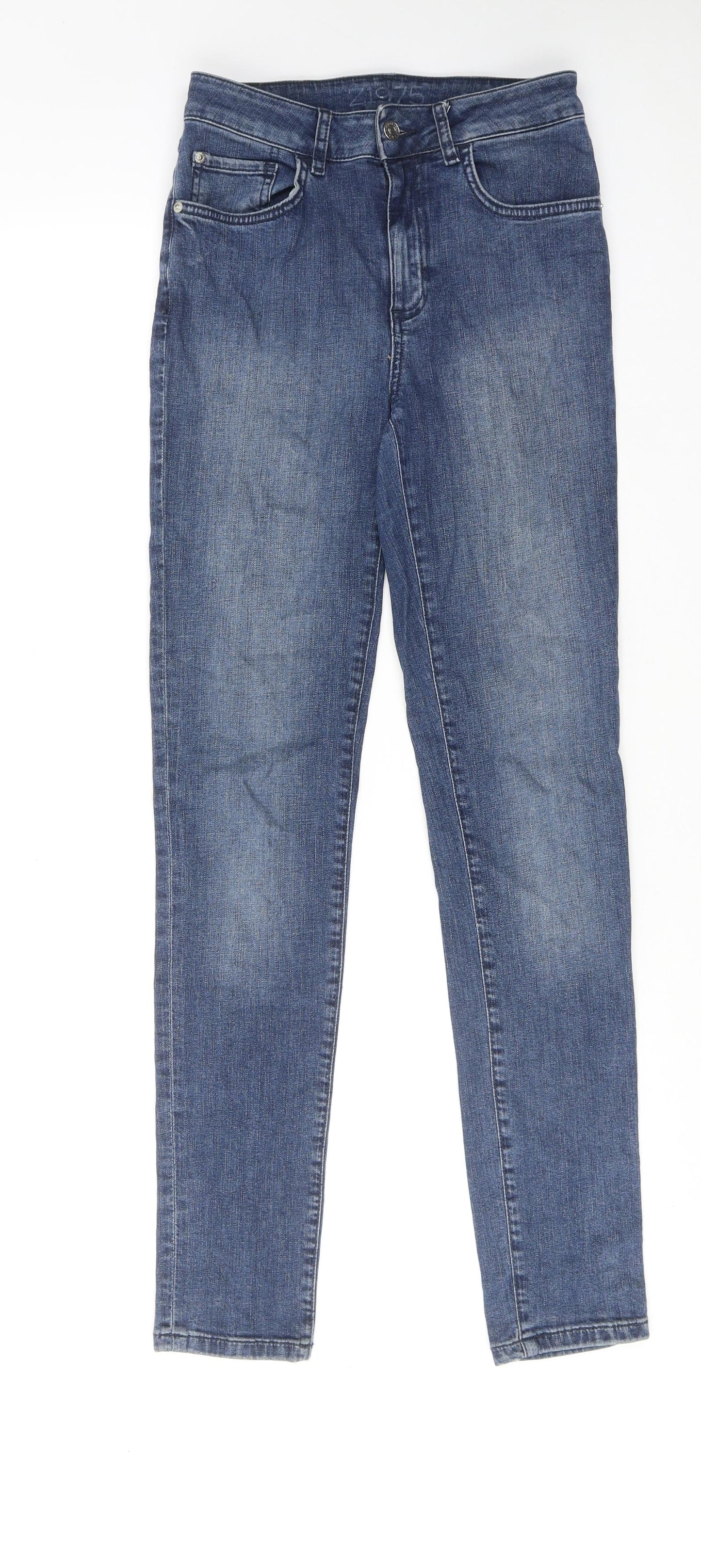 Zara Womens Blue Cotton Skinny Jeans Size 8 Regular Zip
