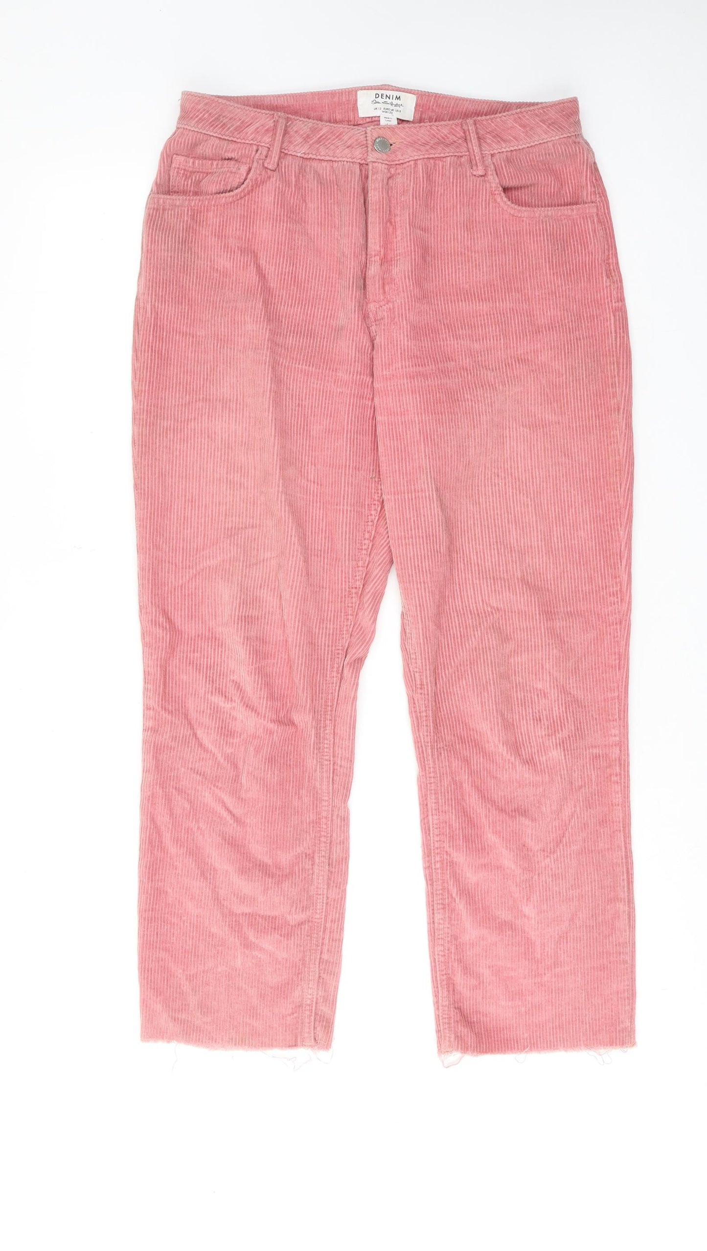 Miss Selfridge Womens Pink Cotton Trousers Size 12 Regular Zip