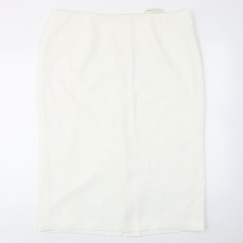 Ann Harvey Womens White Polyester Straight & Pencil Skirt Size 18 Zip