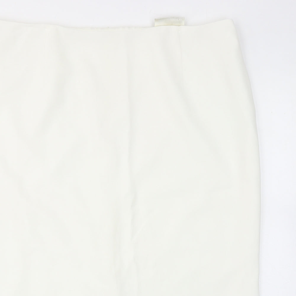 Ann Harvey Womens White Polyester Straight & Pencil Skirt Size 18 Zip