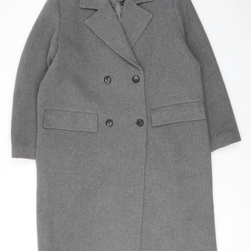 Marks and Spencer Womens Grey Overcoat Coat Size 14 Button
