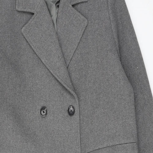 Marks and Spencer Womens Grey Overcoat Coat Size 14 Button