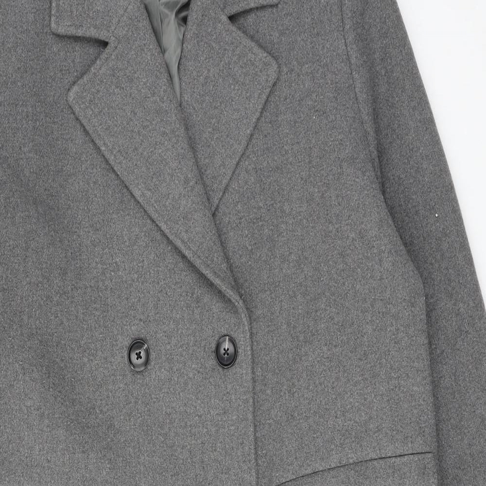 Marks and Spencer Womens Grey Overcoat Coat Size 14 Button