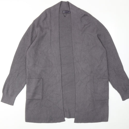 Marks and Spencer Womens Grey V-Neck Viscose Cardigan Jumper Size 16