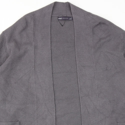 Marks and Spencer Womens Grey V-Neck Viscose Cardigan Jumper Size 16