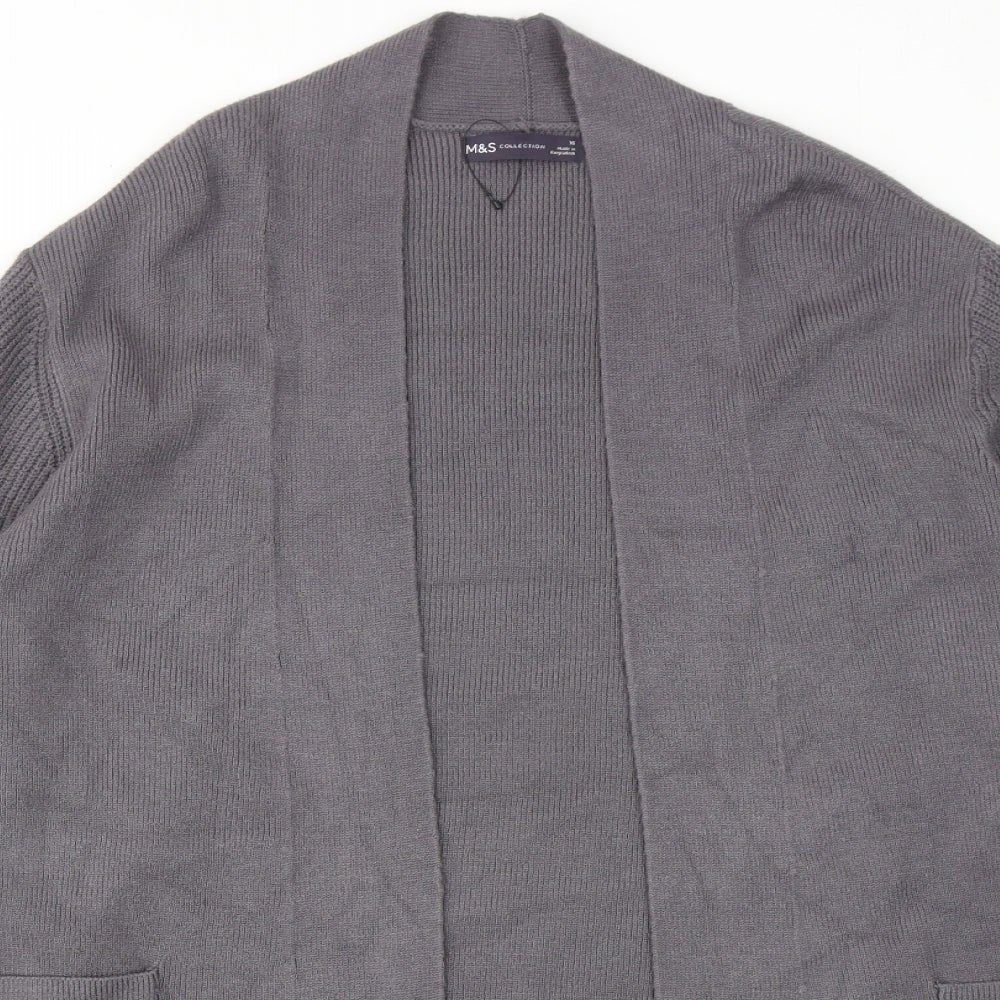 Marks and Spencer Womens Grey V-Neck Viscose Cardigan Jumper Size 16