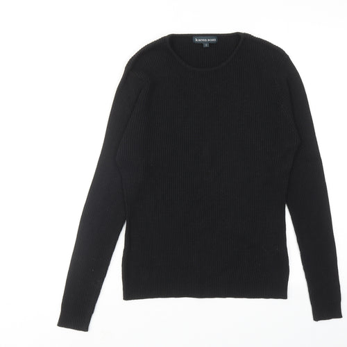 Karen Scott Womens Black Round Neck Acrylic Pullover Jumper Size M