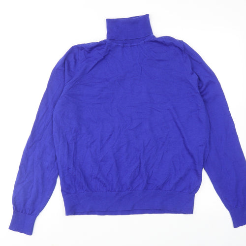Marks and Spencer Womens Blue Roll Neck Wool Pullover Jumper Size 16