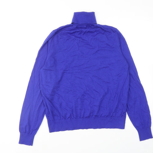 Marks and Spencer Womens Blue Roll Neck Wool Pullover Jumper Size 16