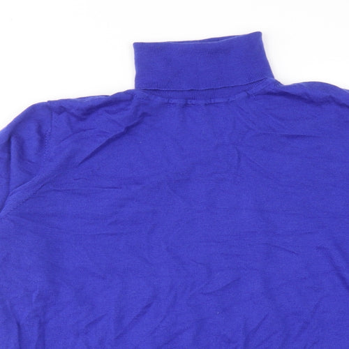 Marks and Spencer Womens Blue Roll Neck Wool Pullover Jumper Size 16