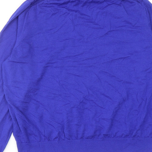 Marks and Spencer Womens Blue Roll Neck Wool Pullover Jumper Size 16