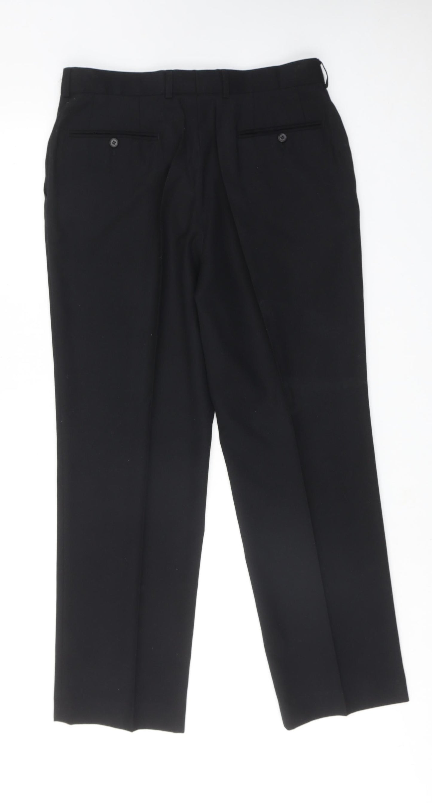 New Look Mens Black Polyester Dress Pants Trousers Size 34 in Regular Zip - Short Length