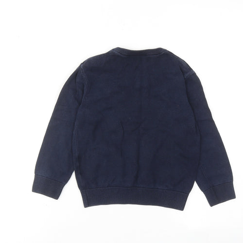 Debenhams Boys Blue V-Neck Cotton Pullover Jumper Size 5-6 Years Pullover