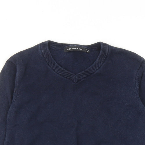 Debenhams Boys Blue V-Neck Cotton Pullover Jumper Size 5-6 Years Pullover