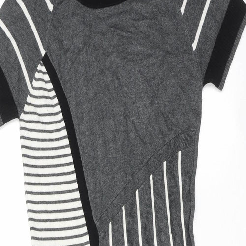 Warehouse Womens Grey Geometric Viscose Shift Size 6 Round Neck Pullover