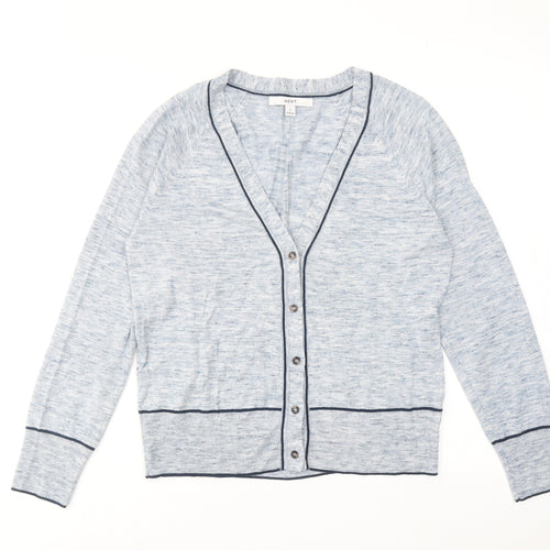 NEXT Womens Blue V-Neck Acrylic Cardigan Jumper Size S